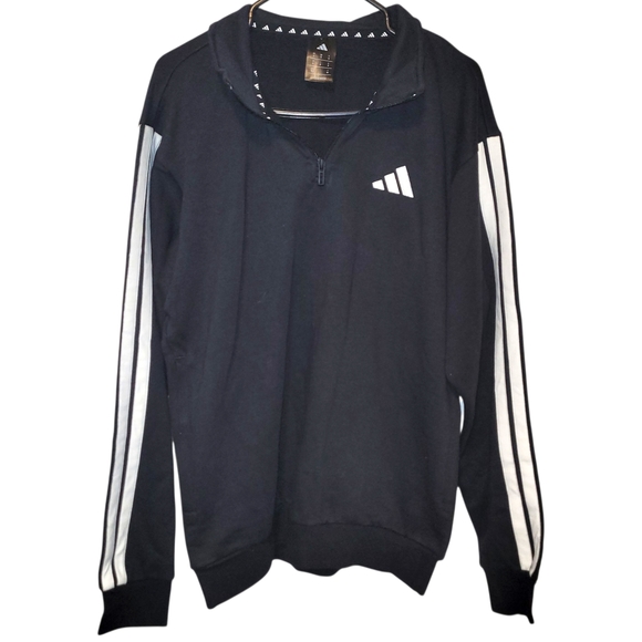 Adidas Black and White Pullover | Zip Pockets | Iconic 3 Strips on Sleeves | SM - Picture 2 of 8